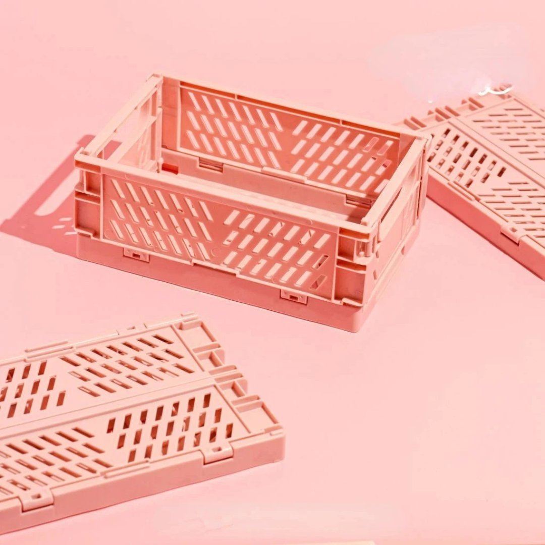 Small Plastic Crate in Pink