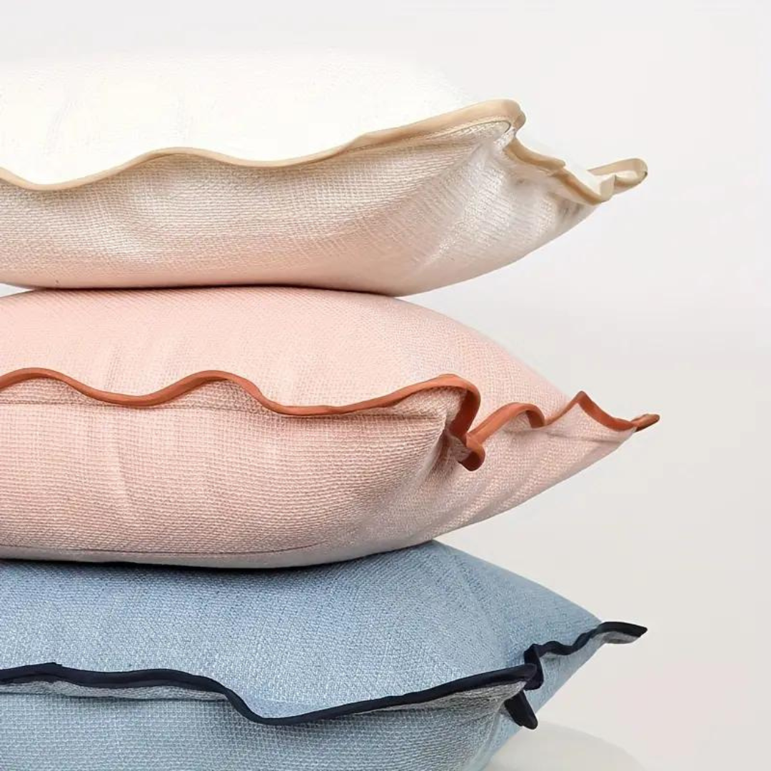 Scalloped Cushion Cover in Blue