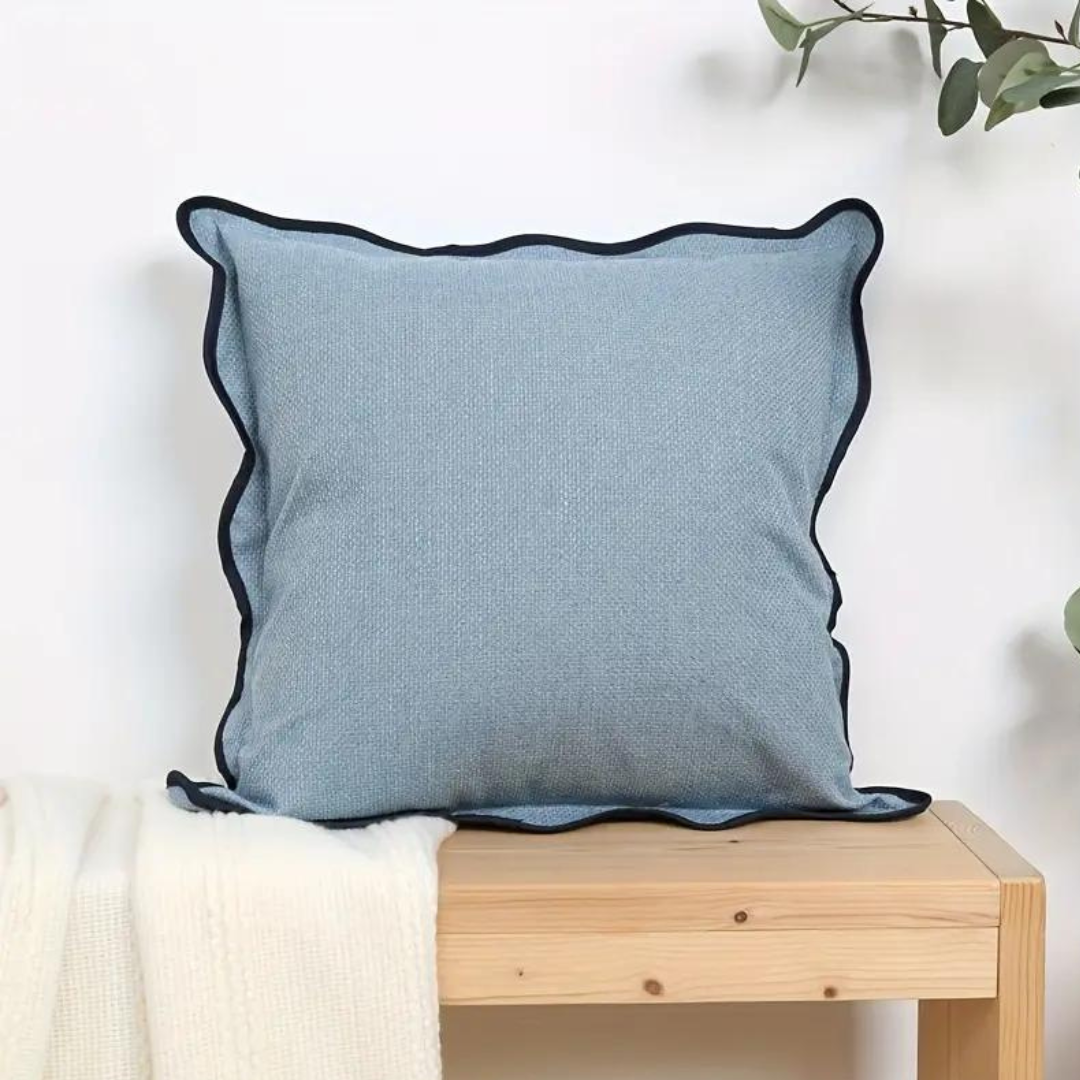 Scalloped Cushion Cover in Blue