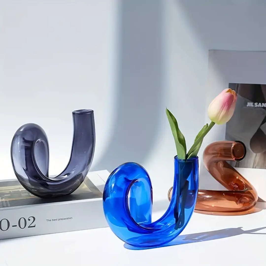 Tubular Glass Vase in Blue