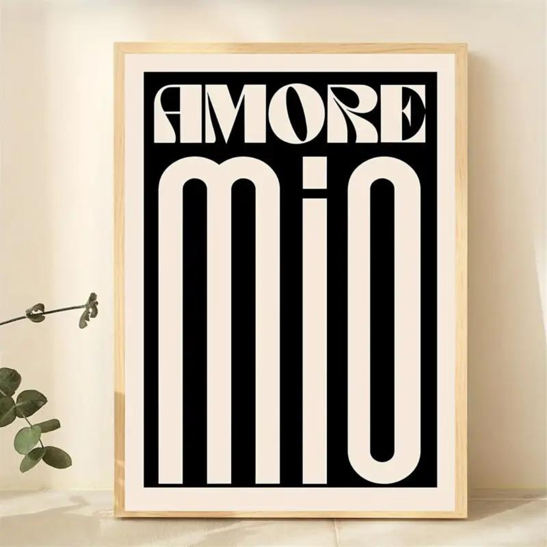 Amore Mio Canvas Poster in Black & White