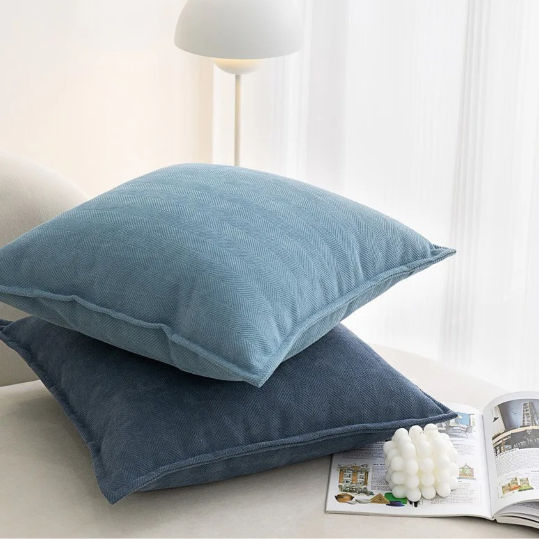 Herringbone Cushion Cover in Blue
