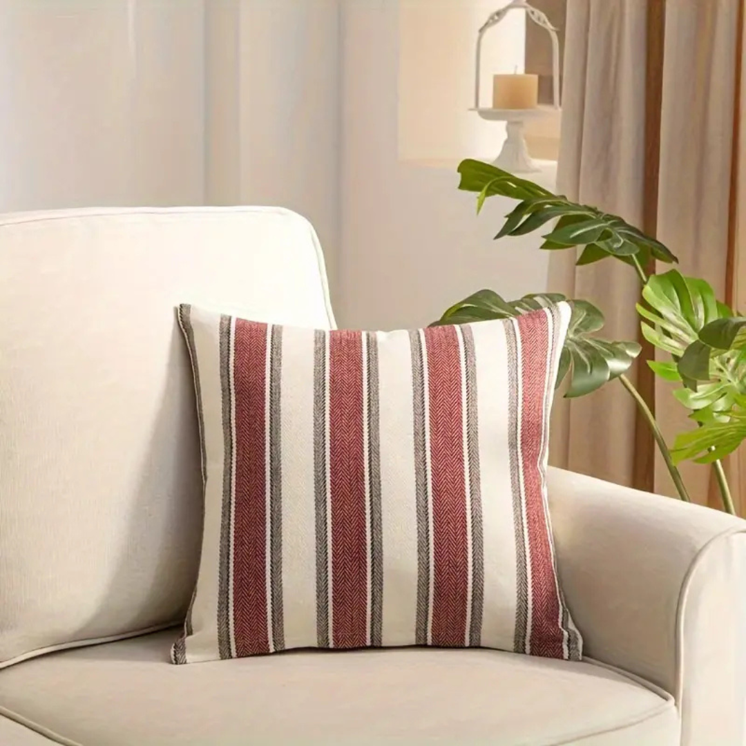 Striped Cushion Cover in Red