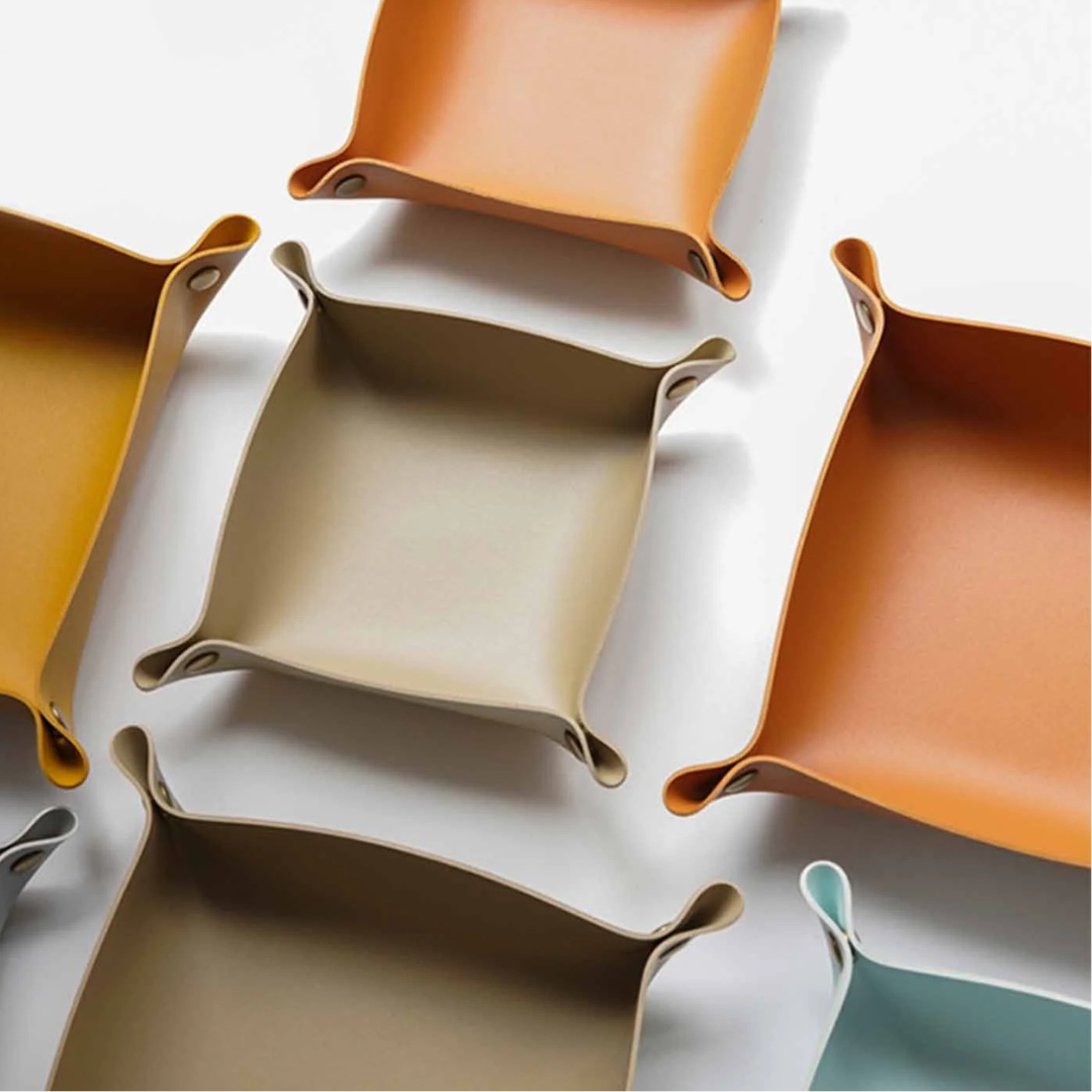 Vegan Leather Tidy Tray in Tan