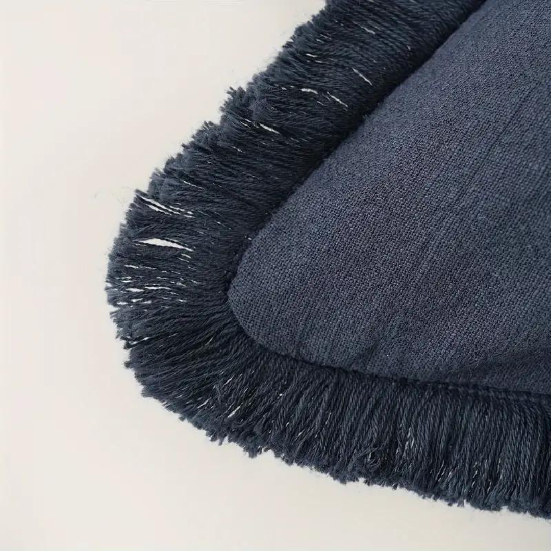 Washed Cotton Cushion Cover in Navy Blue