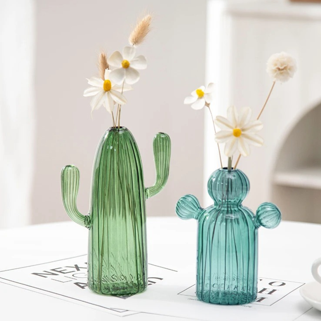 Cactus Glass Vase in Green
