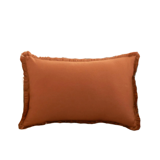 Textured Fringed Cushion Cover in Orange