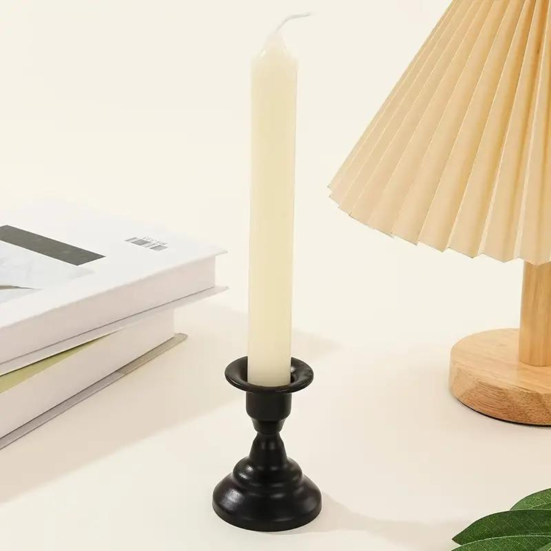 Metal Candlestick Holder in Black