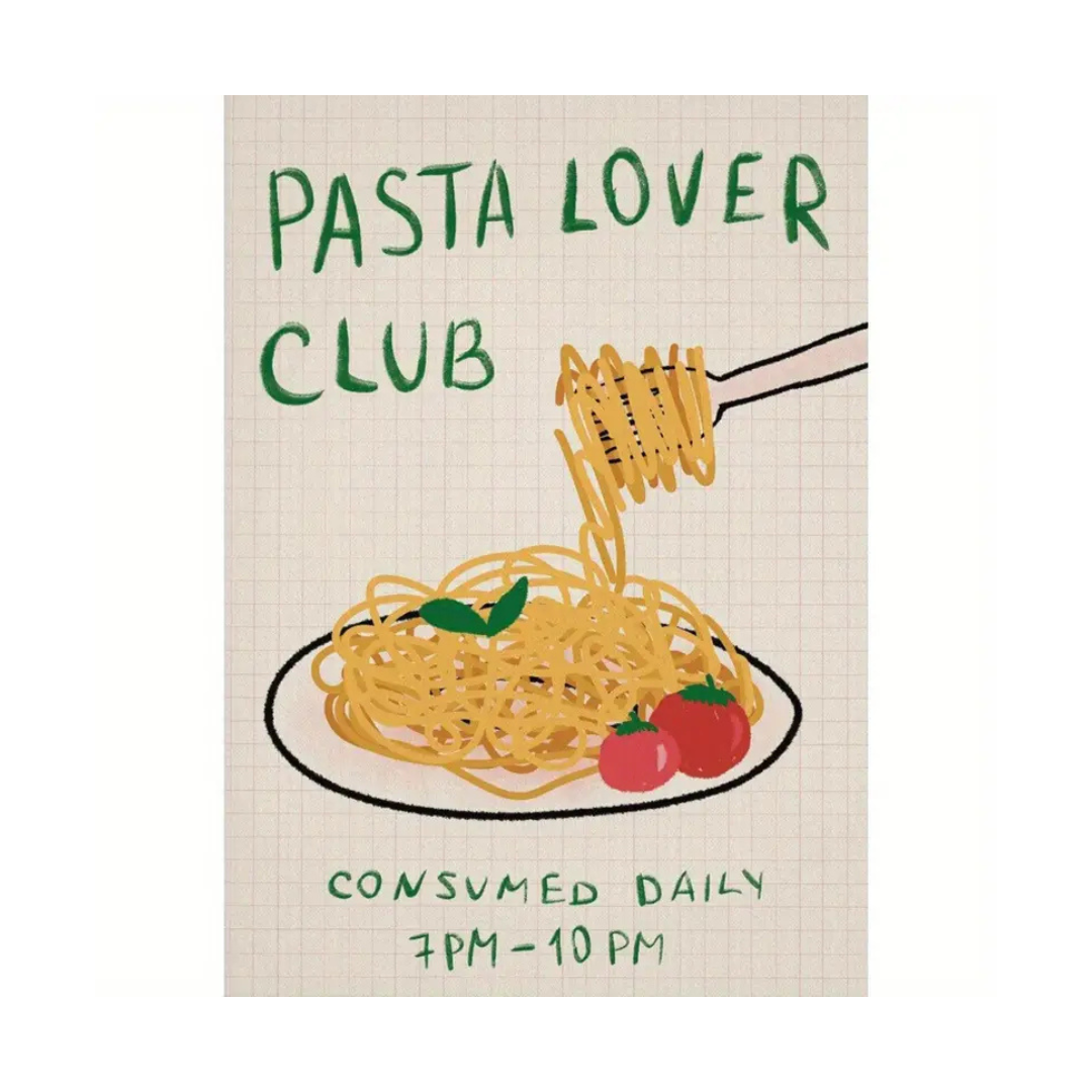 Pasta Lover Club Canvas Poster