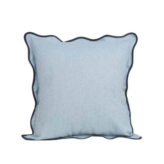 Scalloped Cushion Cover in Blue