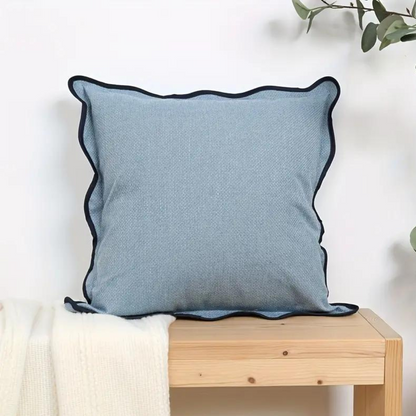 Scalloped Cushion Cover in Blue