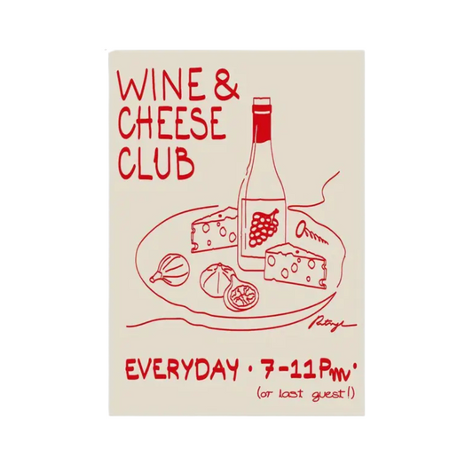 Wine & Cheese Club Canvas Poster