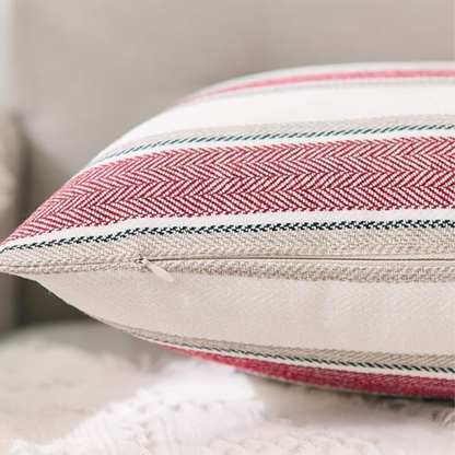 Striped Cushion Cover in Red