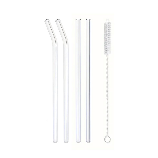 Clear Glass Straws - Set of 4