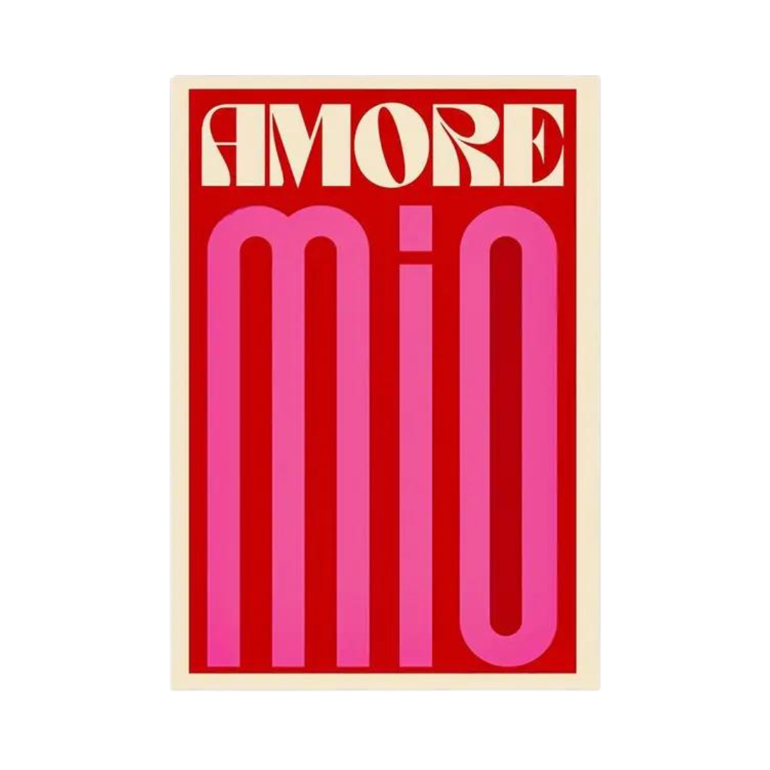 Amore Mio Canvas Poster in Red