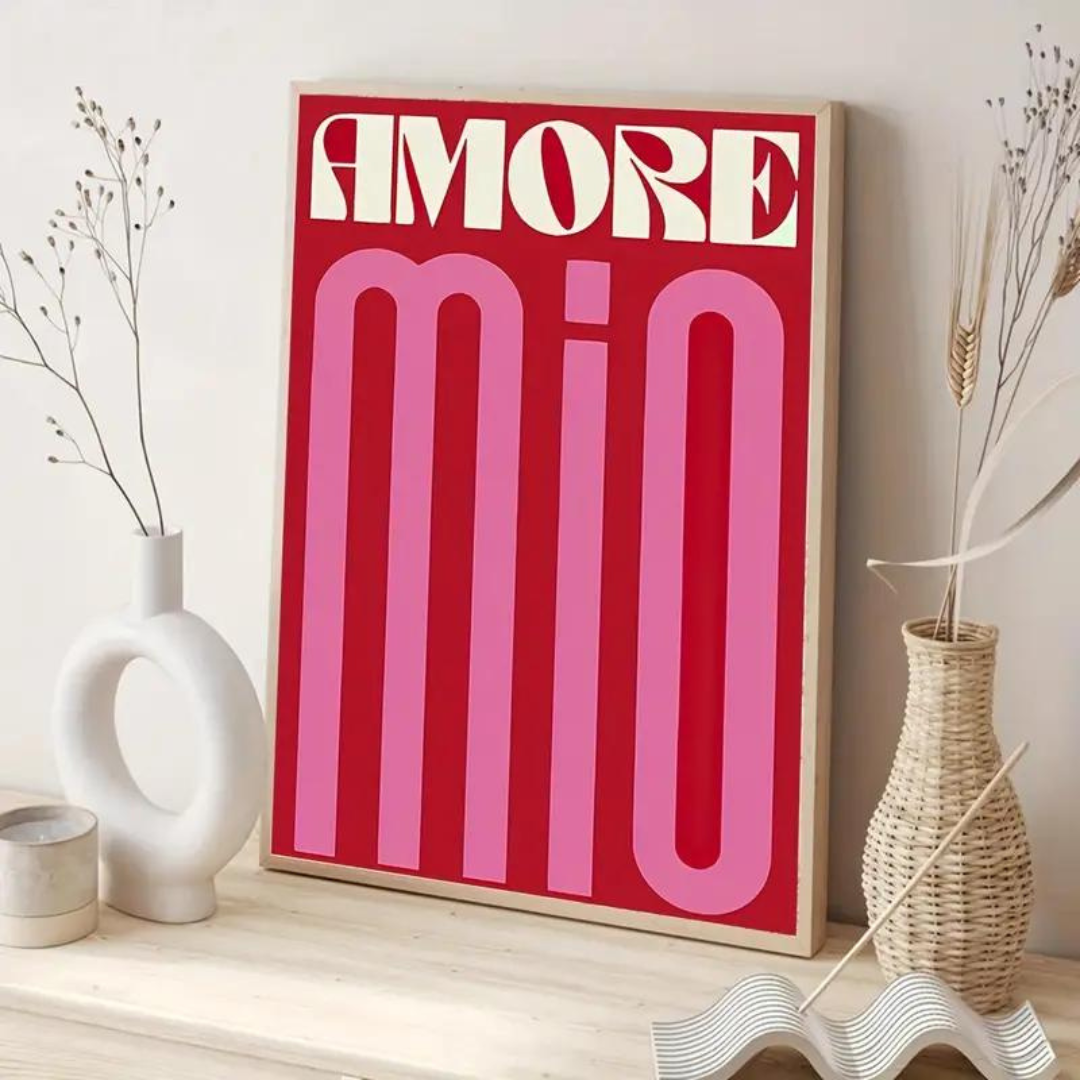 Amore Mio Canvas Poster in Red