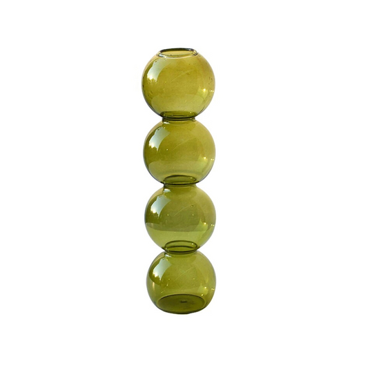 Bubble Glass Vase in Olive Green