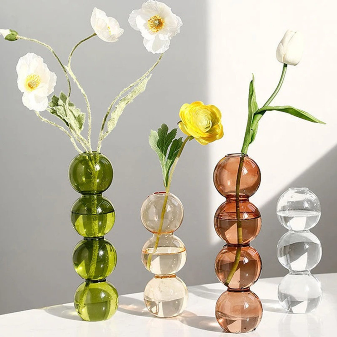 Bubble Glass Vase in Olive Green