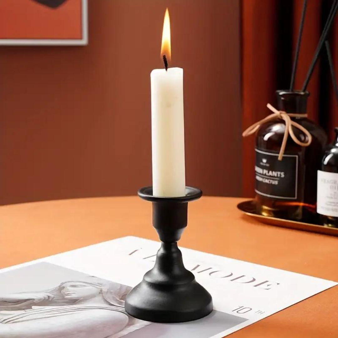 Metal Candlestick Holder in Black