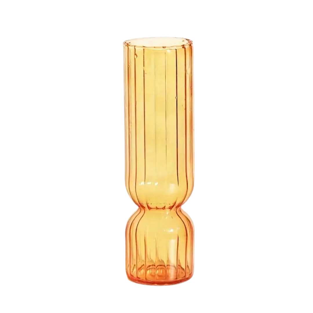 Ribbed Glass Vase in Orange