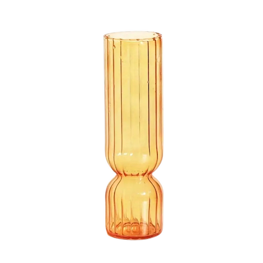 Ribbed Glass Vase in Orange